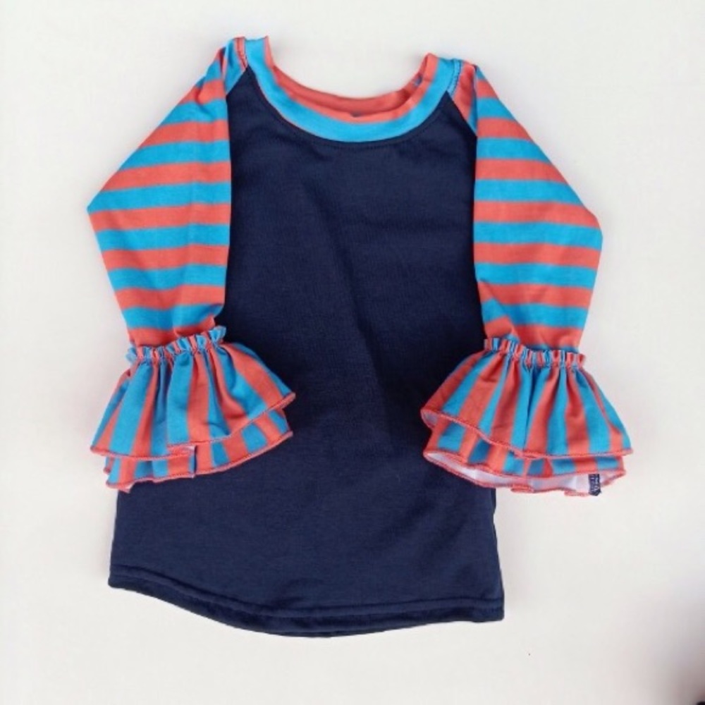 NEW! Double Ruffle Pant, Matching Set Navy - Picture 6 of 7